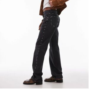 Mango Black Studded Straight Leg Pants